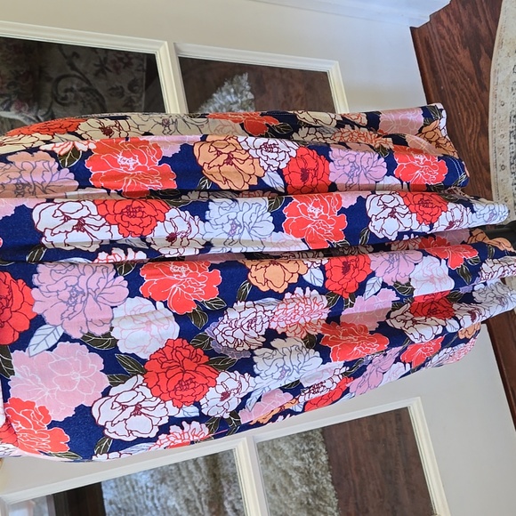 41 Hawthorn Coral Pink Navy Sleeveless Midi Dress Vneck Faux Wrap Lined M EUC - Picture 3 of 7